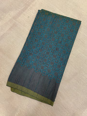 Blue green jaali kasuti embroidered blouse front